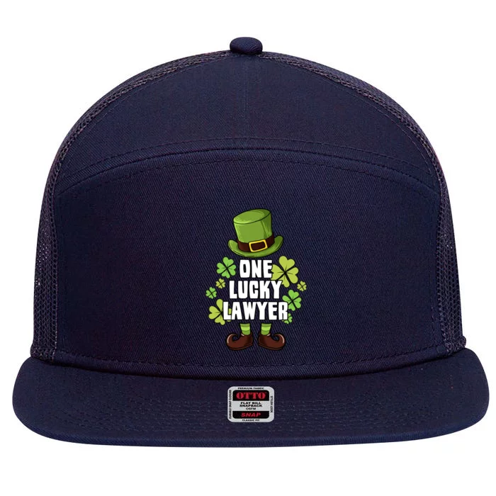 One Lucky Lawyer Laprechaun St Patricks Gift 7 Panel Mesh Trucker Snapback Hat