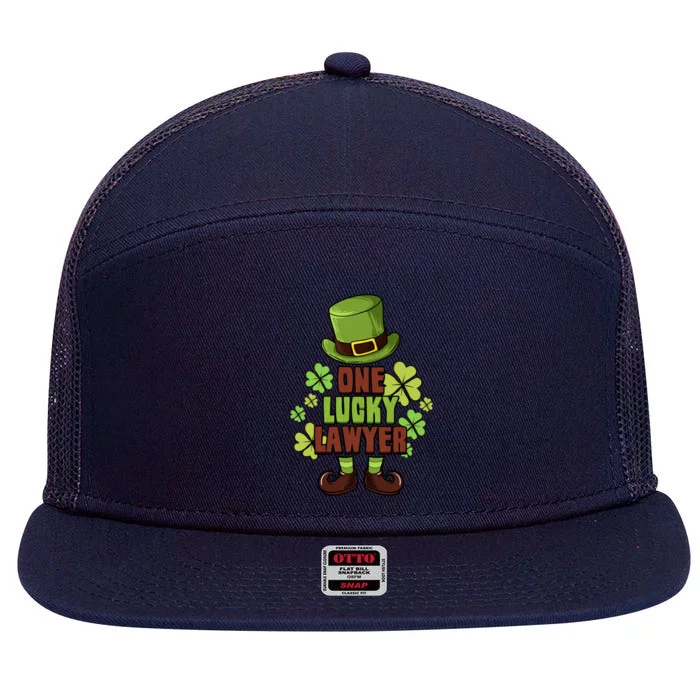 One Lucky Lawyer Laprechaun St Patricks Funny Gift 7 Panel Mesh Trucker Snapback Hat