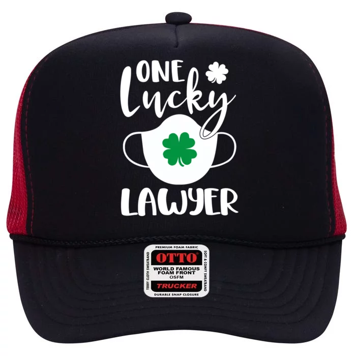 One Lucky Lawyer St Patrick's Day Lawyer Gift High Crown Mesh Trucker Hat