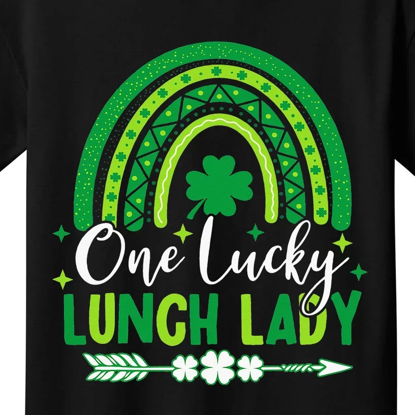 One Lucky Lunch Lady Irish Shamrock Rainbow St Patricks Day Kids T-Shirt