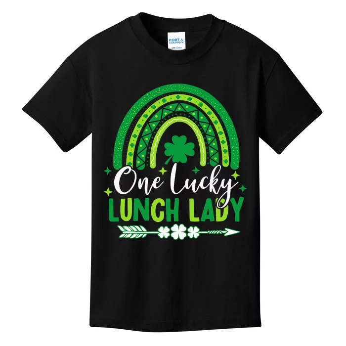 One Lucky Lunch Lady Irish Shamrock Rainbow St Patricks Day Kids T-Shirt