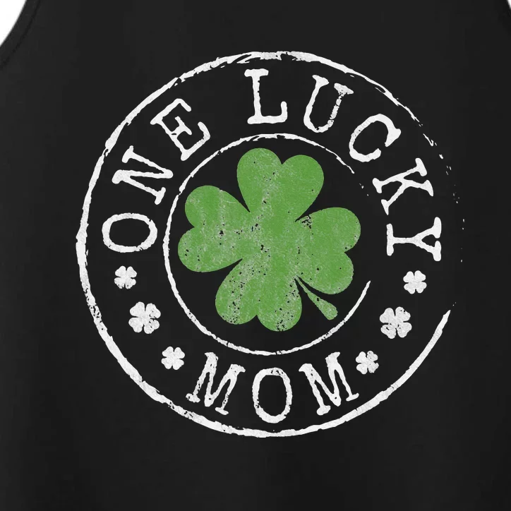 One Lucky Mom Funny Mother Irish Shamrocks St Patrick's Day Performance Tank