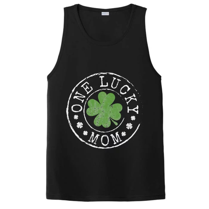 One Lucky Mom Funny Mother Irish Shamrocks St Patrick's Day Performance Tank