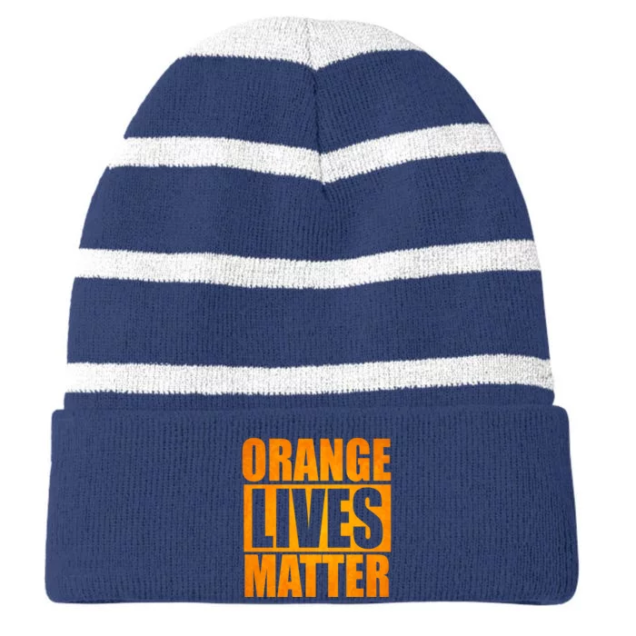 Orange Lives Matter Funny Donald Trump Striped Beanie with Solid Band