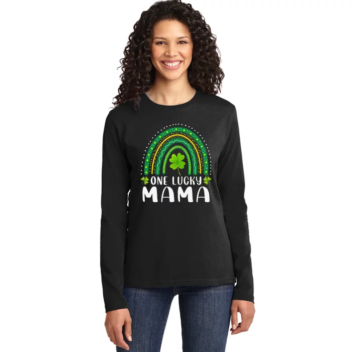 One Lucky Mama Rainbow Saint Patrick's Day Lucky Mom Mother Ladies Long Sleeve Shirt