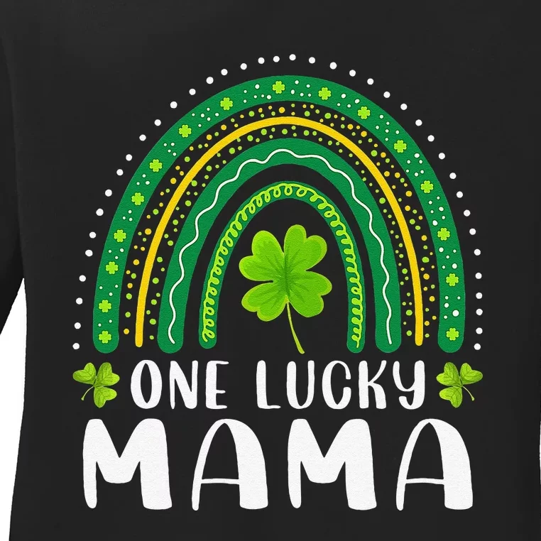 One Lucky Mama Rainbow Saint Patrick's Day Lucky Mom Mother Ladies Long Sleeve Shirt