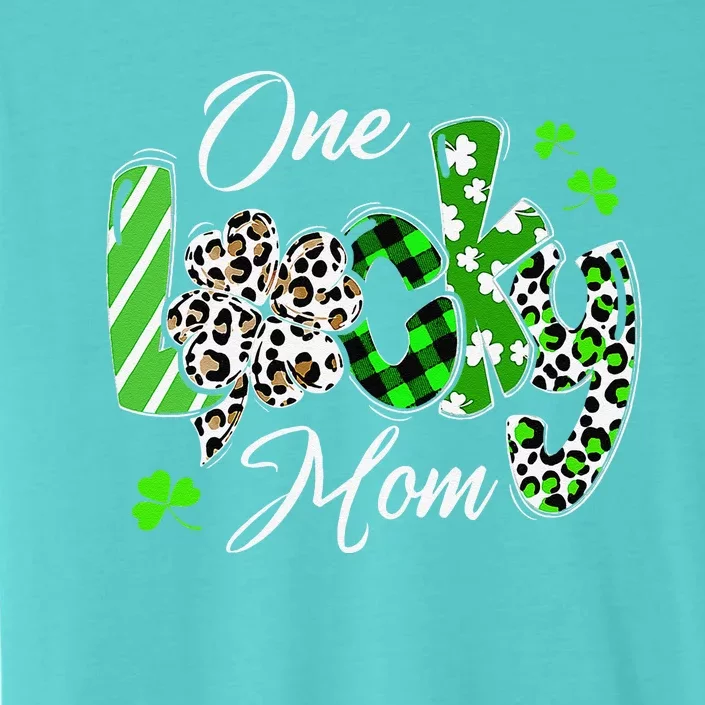 One Lucky Mom Leopard Shamrock Plaid Patrick Day ChromaSoft Performance T-Shirt