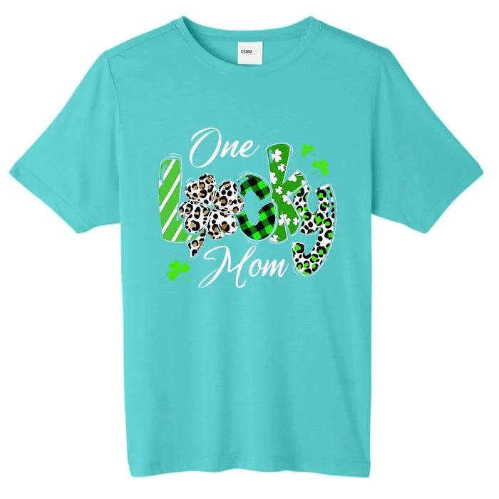 One Lucky Mom Leopard Shamrock Plaid Patrick Day ChromaSoft Performance T-Shirt