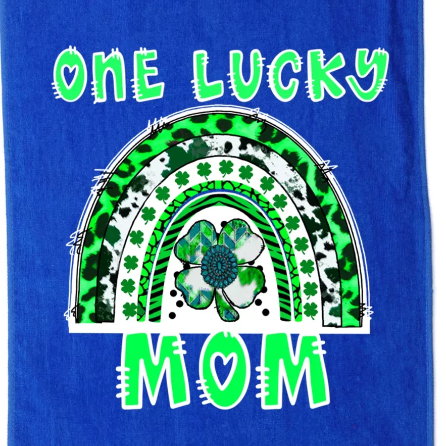 One Lucky Mom Good Luck Green Rainbow Shamrock Leopard Gift Platinum Collection Golf Towel