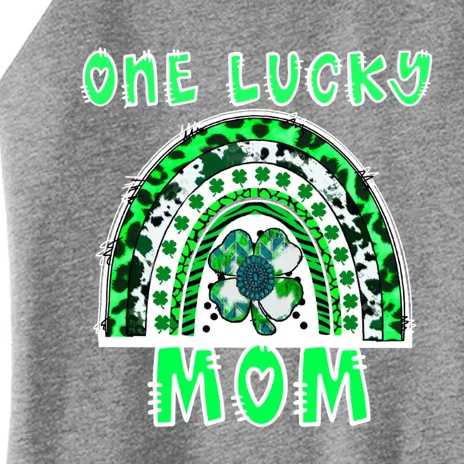 One Lucky Mom Good Luck Green Rainbow Shamrock Leopard Gift Women’s Perfect Tri Rocker Tank