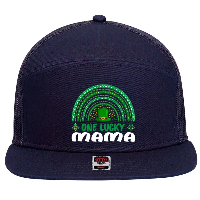 One Lucky Mama Gift St Patrick's Day Funny For Mama Great Gift 7 Panel Mesh Trucker Snapback Hat