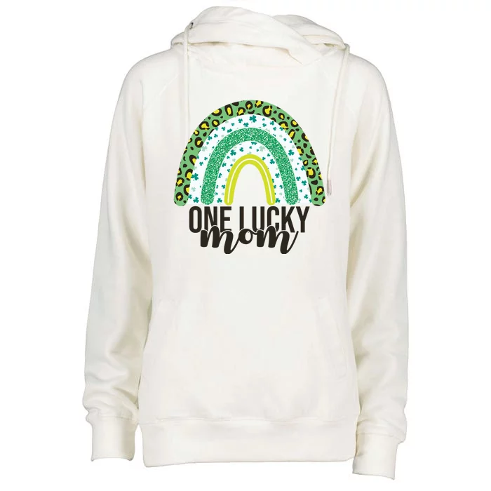 One Lucky Mom Rainbow St Patrick's Day Womens Funnel Neck Pullover Hood