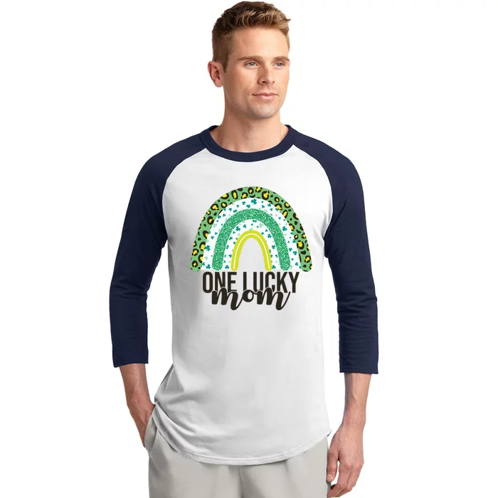 One Lucky Mom Rainbow St Patrick's Day Baseball Sleeve Shirt