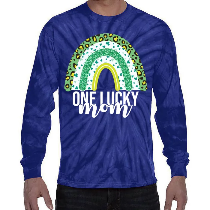 One Lucky Mom Rainbow St Patrick's Day Tie-Dye Long Sleeve Shirt