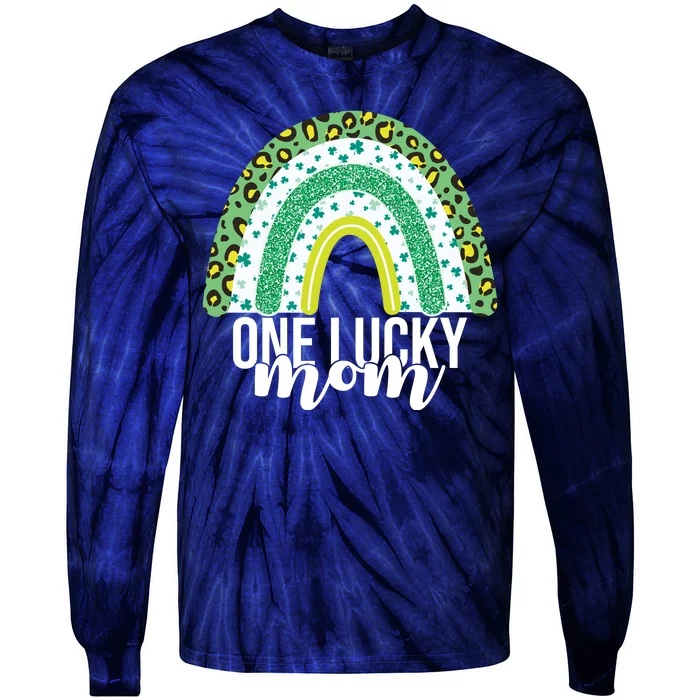 One Lucky Mom Rainbow St Patrick's Day Tie-Dye Long Sleeve Shirt