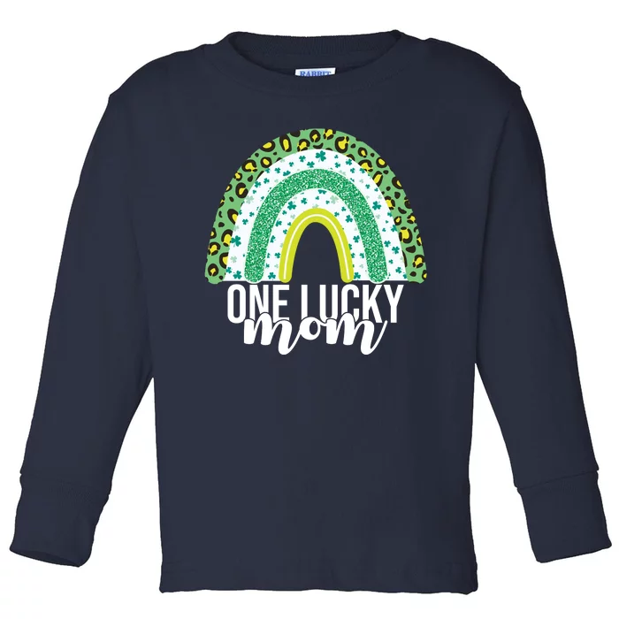 One Lucky Mom Rainbow St Patrick's Day Toddler Long Sleeve Shirt