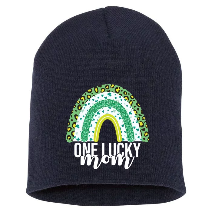 One Lucky Mom Rainbow St Patrick's Day Short Acrylic Beanie