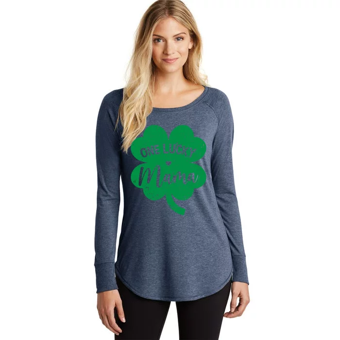 One Lucky Mama Shamrock Four Leaf Clover St Patricks Day Mom Funny Gift Women's Perfect Tri Tunic Long Sleeve Shirt