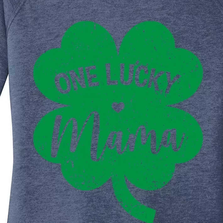 One Lucky Mama Shamrock Four Leaf Clover St Patricks Day Mom Funny Gift Women's Perfect Tri Tunic Long Sleeve Shirt