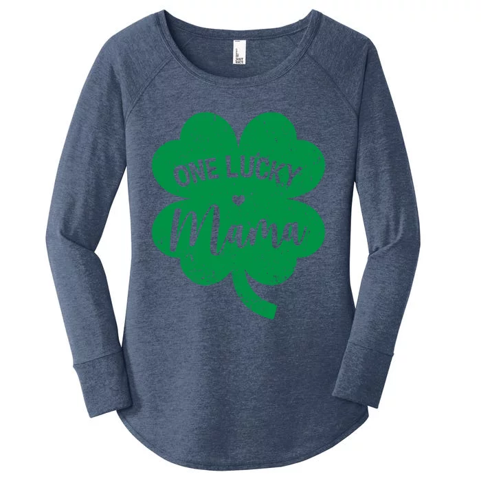 One Lucky Mama Shamrock Four Leaf Clover St Patricks Day Mom Funny Gift Women's Perfect Tri Tunic Long Sleeve Shirt