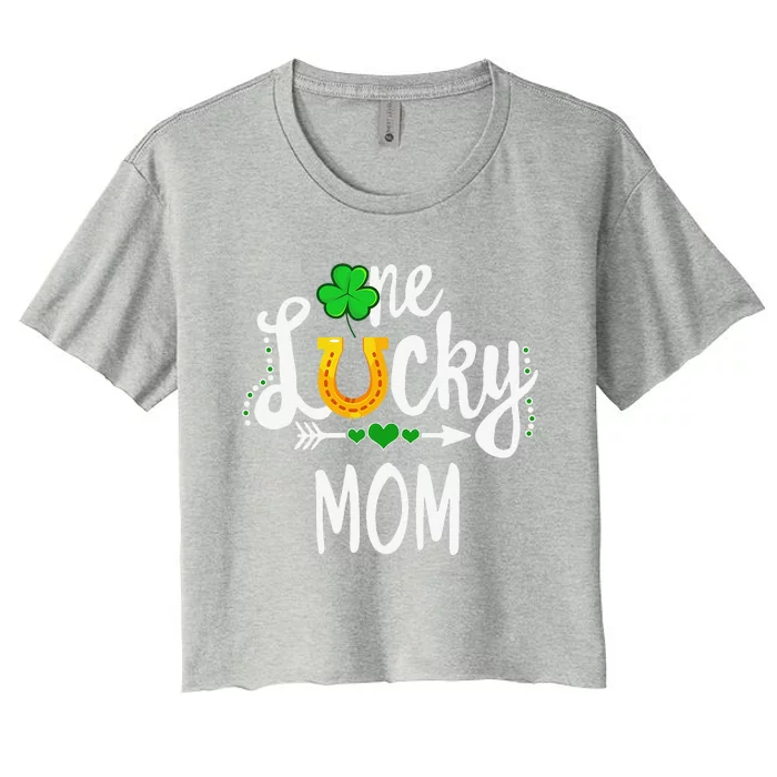 One Lucky Mom St Patricks Day Matching Mother Mommy Women's Crop Top Tee