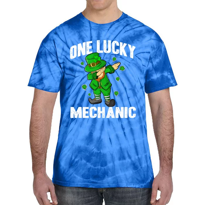 One Lucky Mechanic St Patricks Day Dabbing Leprechaun Funny Gift Tie-Dye T-Shirt