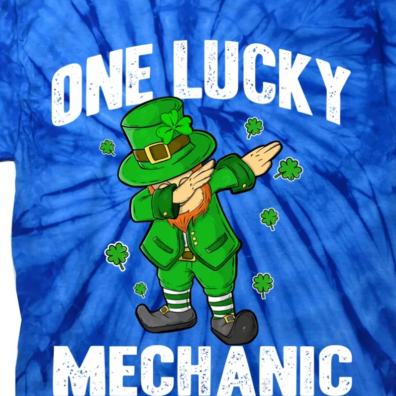 One Lucky Mechanic St Patricks Day Dabbing Leprechaun Funny Gift Tie-Dye T-Shirt