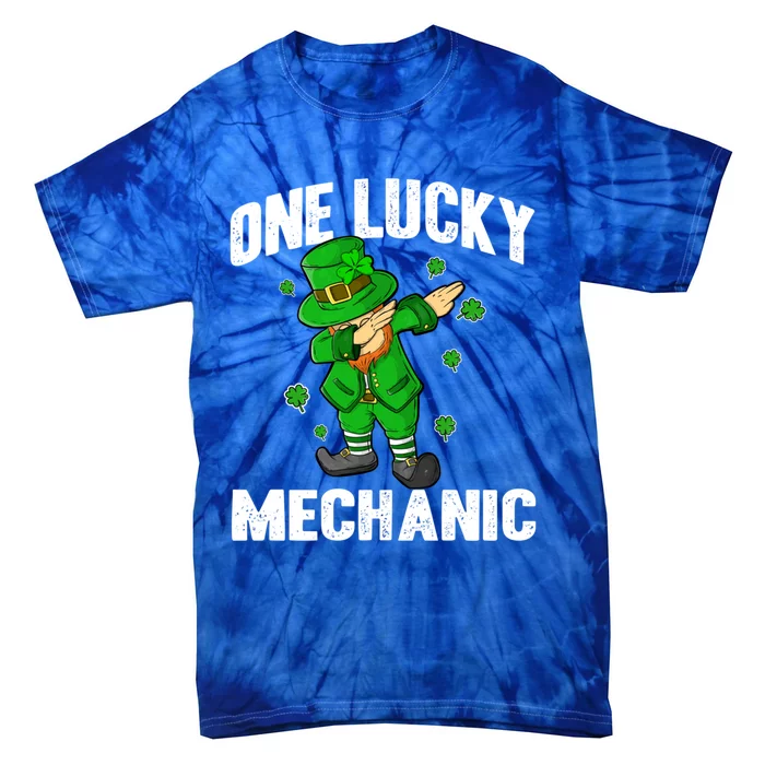 One Lucky Mechanic St Patricks Day Dabbing Leprechaun Funny Gift Tie-Dye T-Shirt