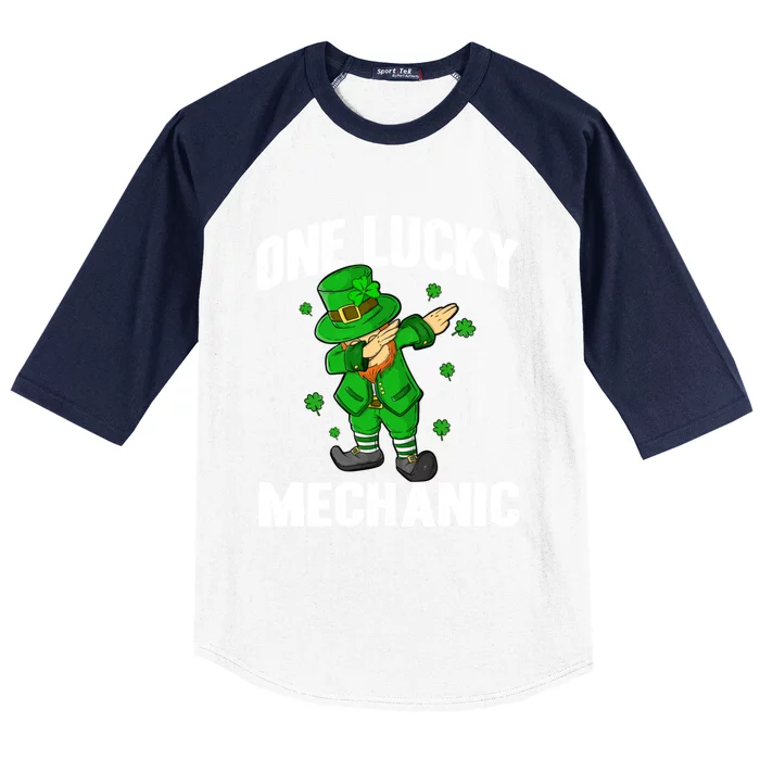 One Lucky Mechanic St Patricks Day Dabbing Leprechaun Funny Gift Baseball Sleeve Shirt