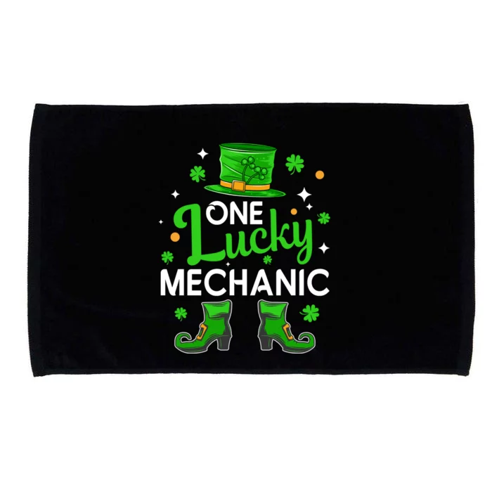 One Lucky Mechanic St Patrick's Day Leprechaun Mechanic Gift Microfiber Hand Towel