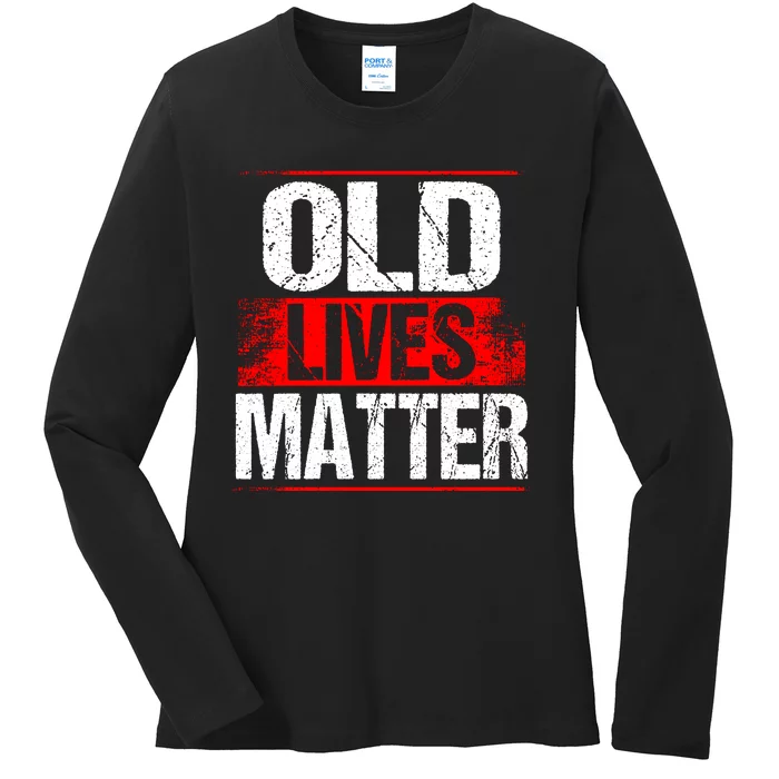 Old Lives Matter Distressed Ladies Long Sleeve Shirt