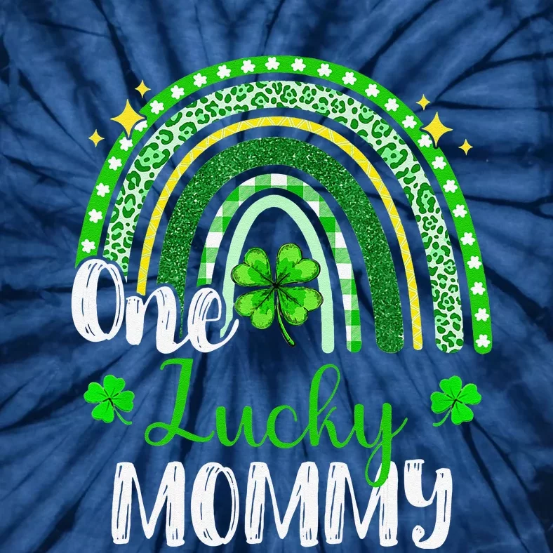 One Lucky Mommy Leopard Print Rainbow St Patrick’s Day Tie-Dye T-Shirt