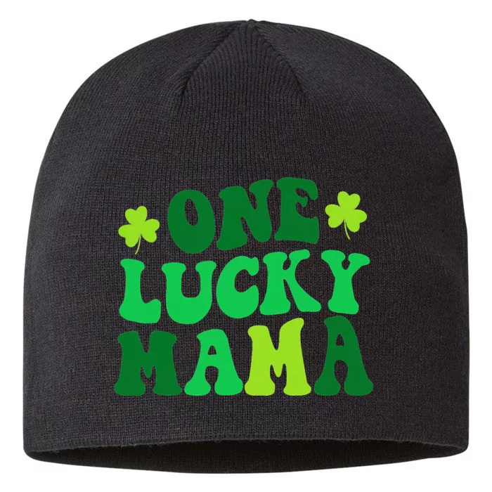 One Lucky Mama Retro Vintage St Patrick's Day 8 1/2in Sustainable Knit Beanie