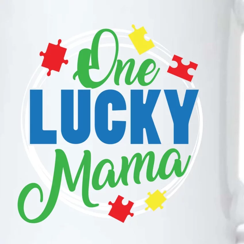 One Lucky Mama Autism Awareness Mom Gift Black Color Changing Mug