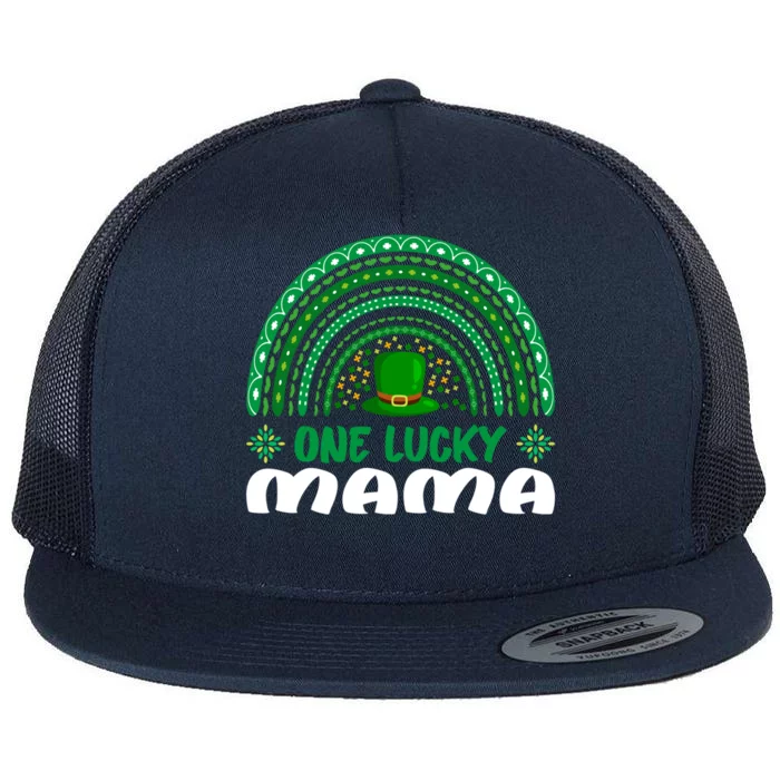 One Lucky Mama Gift St Patrick's Day Funny For Mama Gift Flat Bill Trucker Hat