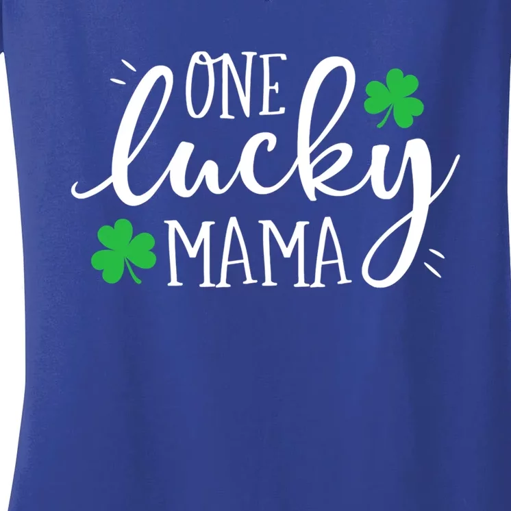 One Lucky Mama St Patricks Day Mom Mother Shamrock Gift Women's V-Neck T-Shirt