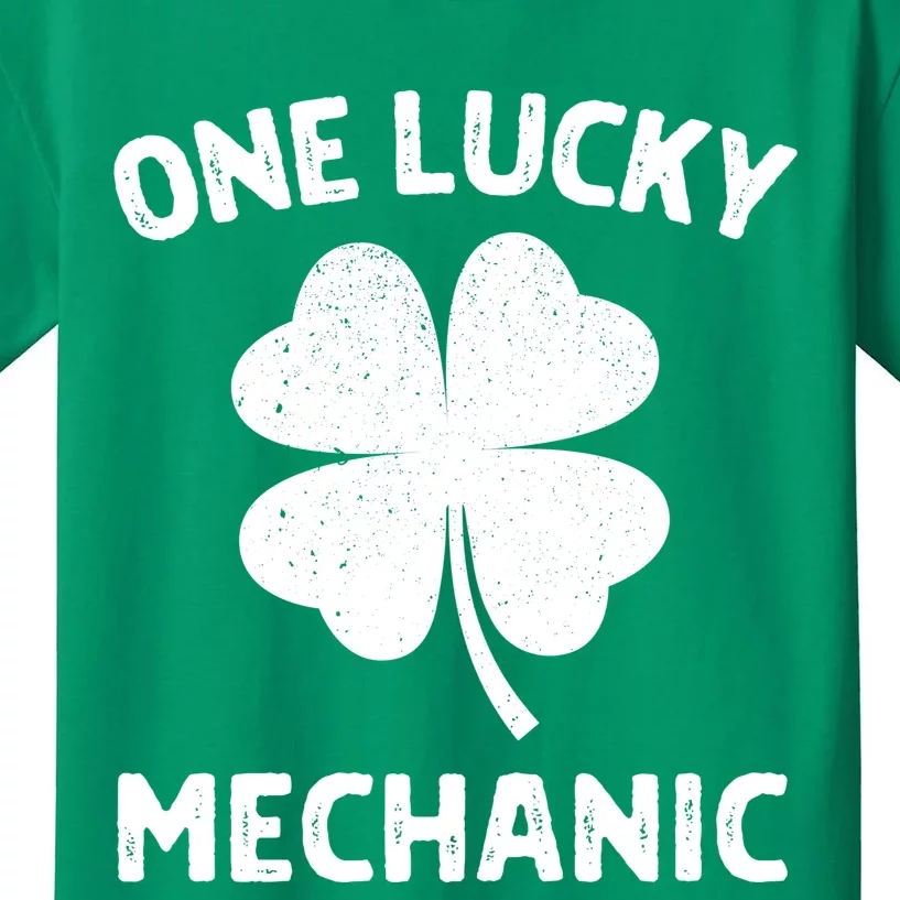 One Lucky Mechanic St Patricks Day Green Shamrock Leaf Kids T-Shirt