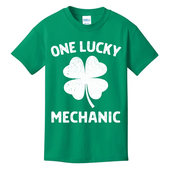 One Lucky Mechanic St Patricks Day Green Shamrock Leaf Kids T-Shirt