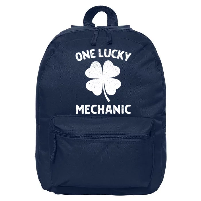 One Lucky Mechanic St Patricks Day Green Shamrock Leaf 16 in Basic Backpack