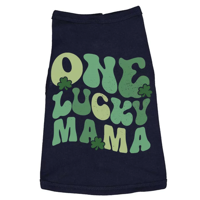 One Lucky Mama St Patricks Day Mom Mother Groovy Doggie Tank