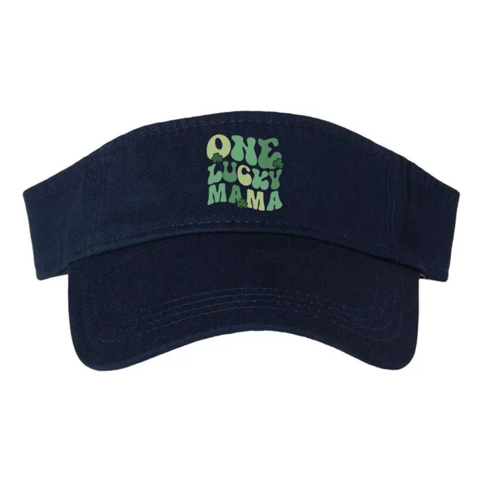 One Lucky Mama St Patricks Day Mom Mother Groovy Valucap Bio-Washed Visor