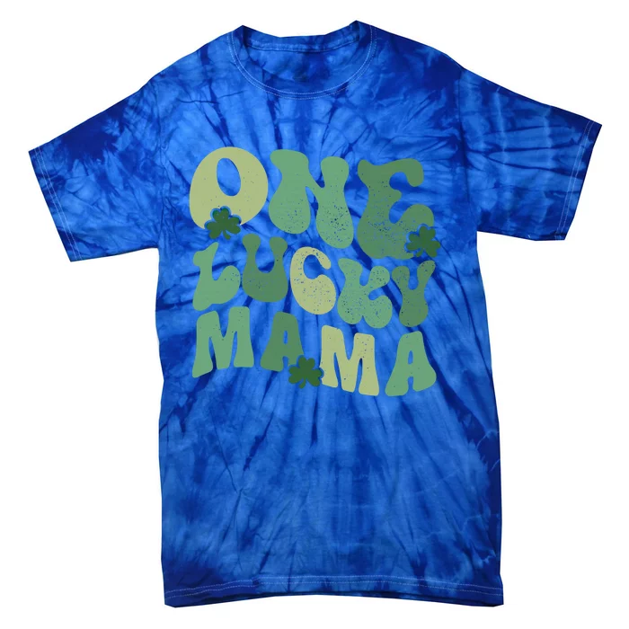 One Lucky Mama St Patricks Day Mom Mother Groovy Cute Gift Tie-Dye T-Shirt