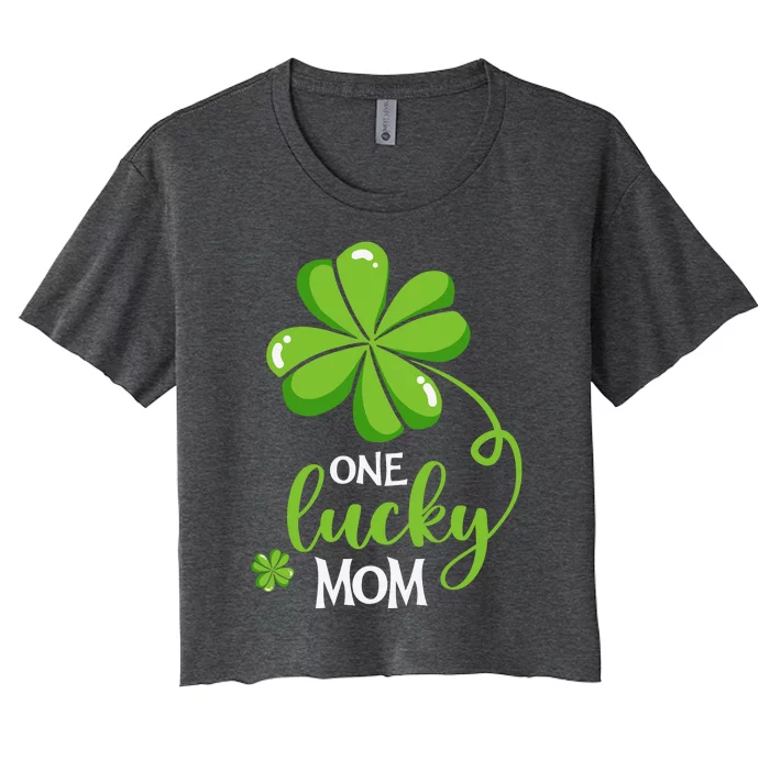 One Lucky Mom Funny St Patricks Day Matching Family Women's Crop Top Tee