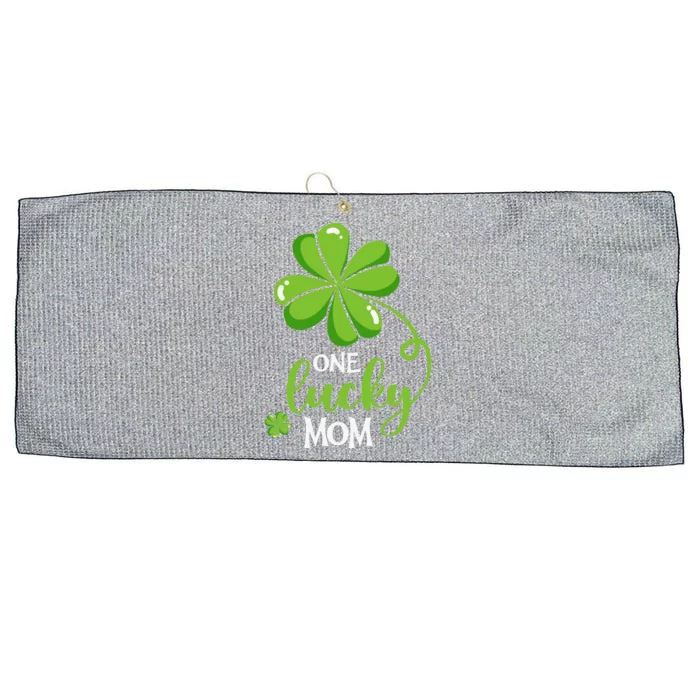 One Lucky Mom Funny St Patricks Day Matching Family Large Microfiber Waffle Golf Towel