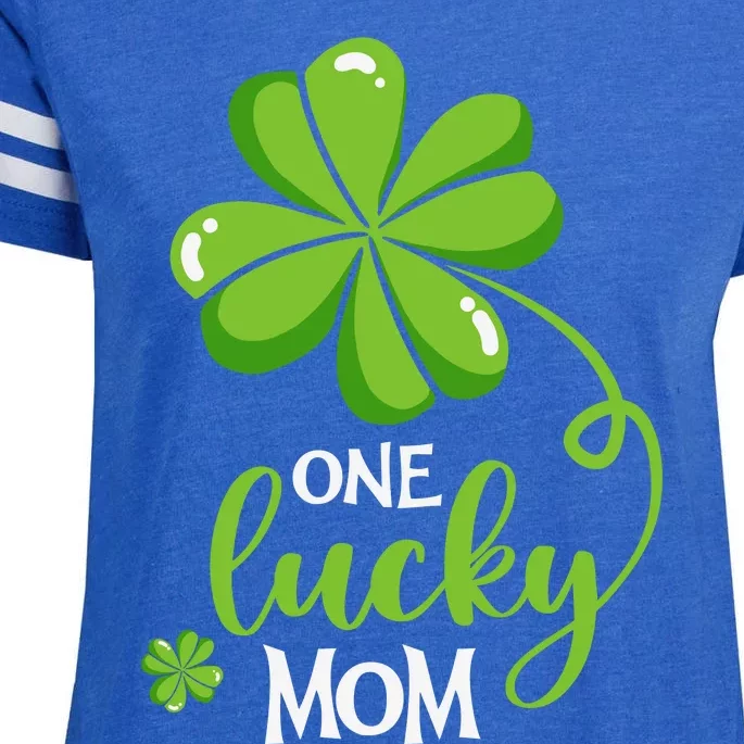 One Lucky Mom Funny St Patricks Day Matching Family Enza Ladies Jersey Football T-Shirt