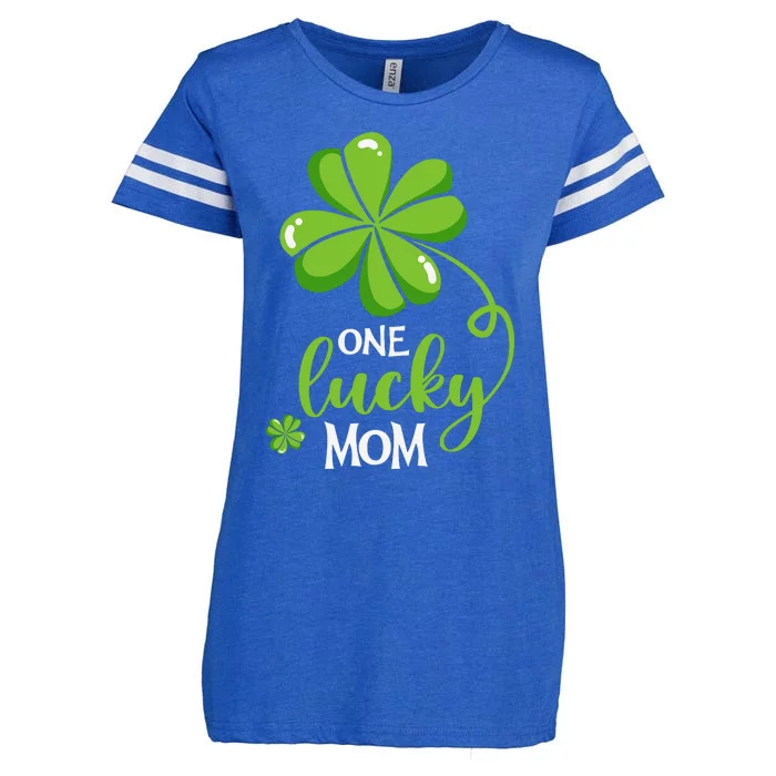 One Lucky Mom Funny St Patricks Day Matching Family Enza Ladies Jersey Football T-Shirt