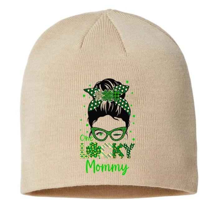 One Lucky Mommy St Patricks Day Shamrock For Women Wife Mama 8 1/2in Sustainable Knit Beanie