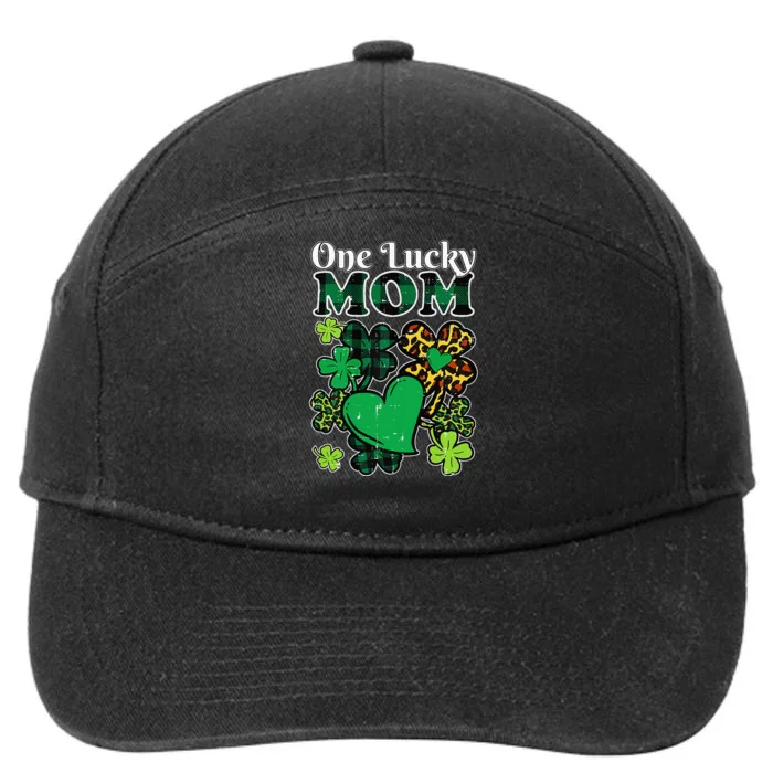 One Lucky Mom Plaid Shamrock Heart St Patrick Day Mommy 7-Panel Snapback Hat