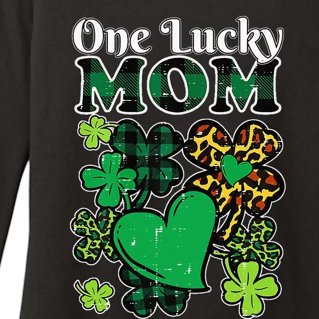 One Lucky Mom Plaid Shamrock Heart St Patrick Day Mommy Womens CVC Long Sleeve Shirt