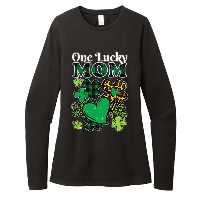 One Lucky Mom Plaid Shamrock Heart St Patrick Day Mommy Womens CVC Long Sleeve Shirt